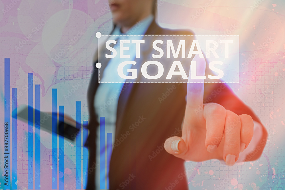 Poster text sign showing set smart goals. business photo showcasing giving criteria to guide in the setting