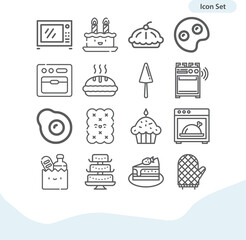 Simple set of baked related lineal icons.
