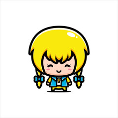 all yellow cute girl character vector design