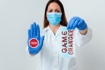 Word writing text Game Changer. Business photo showcasing Sports Data Scorekeeper Gamestreams Live Scores Team Admins Laboratory blood test sample shown for medical diagnostic analysis result
