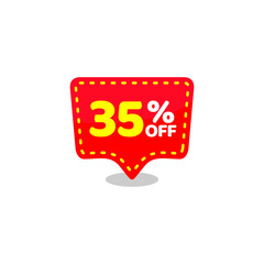 red tag discount 35 percent off, sale banner sticker vector eps