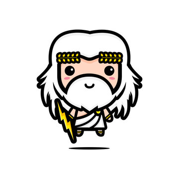 Cute Zeus God Character Vector Design