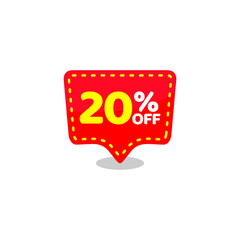 red tag discount 20 percent off, sale banner sticker vector eps