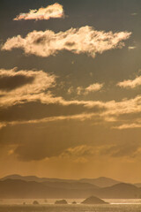 sunset over islands