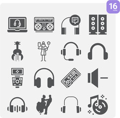 Simple set of fine art related filled icons.