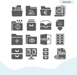 Simple set of bureaucracy related filled icons.