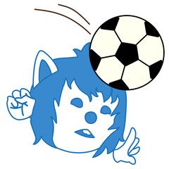 wolf soccer player in the fall bounces a football ball, color vector clip art on white isolated background