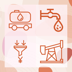 Simple set of pollution related lineal icons