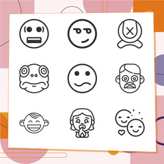 Simple set of 9 icons related to scared