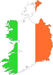 ireland map with flag