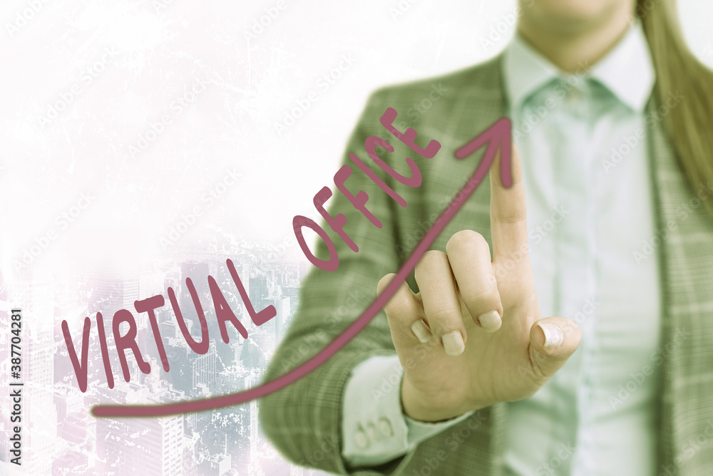 Poster conceptual hand writing showing virtual office. concept meaning operational domain of any business o