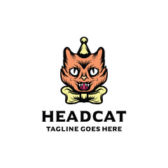 Head Cat Logo design Vector