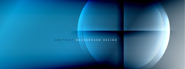 Vector abstract background - circle and cross on fluid gradient with shadows and light effects. Techno or business shiny design templates for text