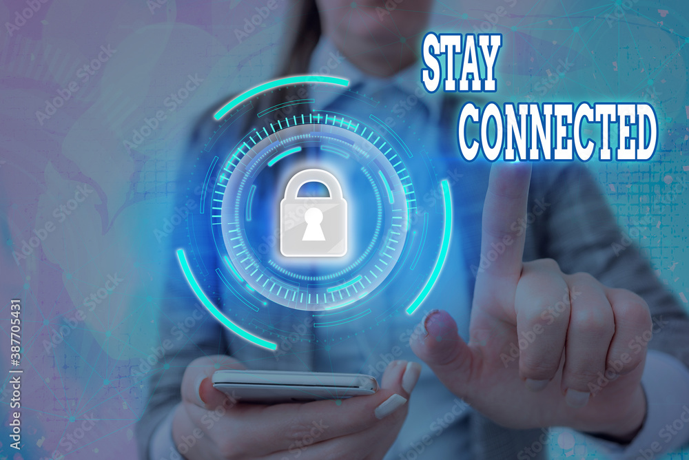 Poster text sign showing stay connected. business photo text to remain having social professional commercia