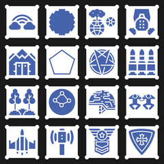 16 pack of state of  filled web icons set