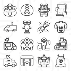 16 pack of ness  lineal web icons set