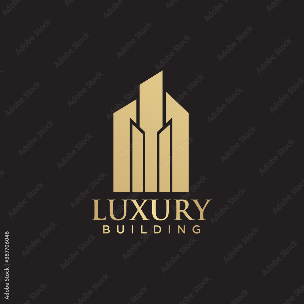 Poster Luxury building logo design with golden color