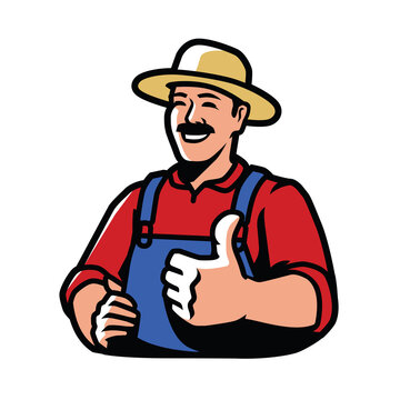 Happy farmer. Agriculture, farming symbol vector illustration