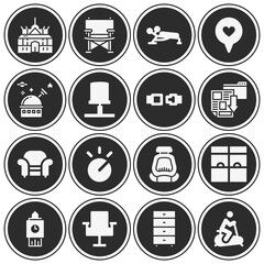 16 pack of seat  filled web icons set