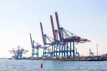 Container cranes at a Gothenburg port in Sweden