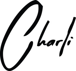Charli-Female Name Modern Brush Calligraphy Cursive Text on White Background
