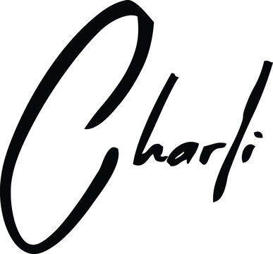 Charli-Female Name Modern Brush Calligraphy Cursive Text on White Background