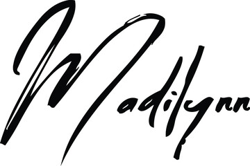 Madilynn-Female Name Modern Brush Calligraphy Cursive Text on White Background