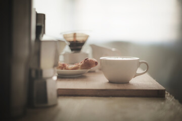 Obraz na płótnie Canvas coffee latte in the morning as home