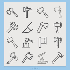 Simple set of axe related lineal icons.