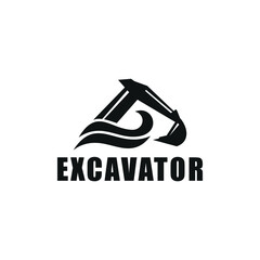 Amphibious excavator arm logo vector
