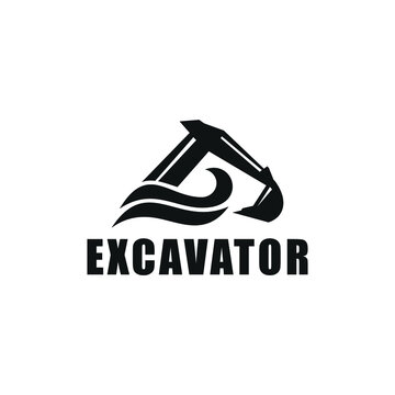 Amphibious Excavator Arm Logo Vector