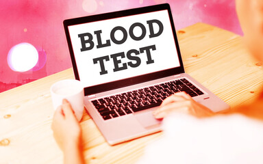 Word writing text Blood Test. Business photo showcasing Extracted blood sample from an organism to...