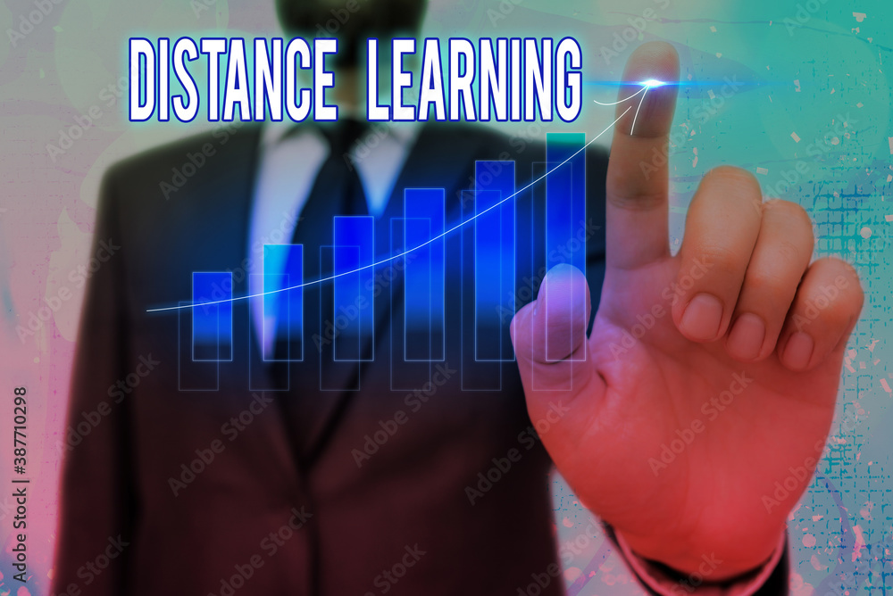 Poster conceptual hand writing showing distance learning. concept meaning educational lectures broadcasted 