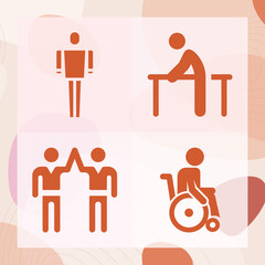 Simple set of rehabilitation related filled icons