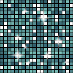 Teal seamless mosaic shimmer background. Sparkle glitter backdrop. Disco ball glitter wallpaper.