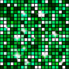 Emerald green seamless mosaic shimmer background. Sparkle glitter backdrop. Disco ball seamless wallpaper.