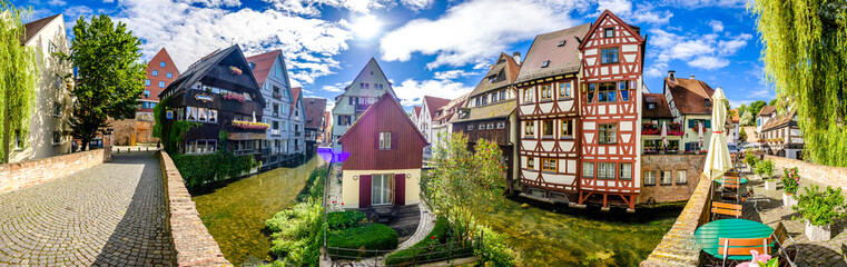 historic facades at the old town of Ulm in Germany