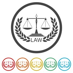 Law ring icon, color set