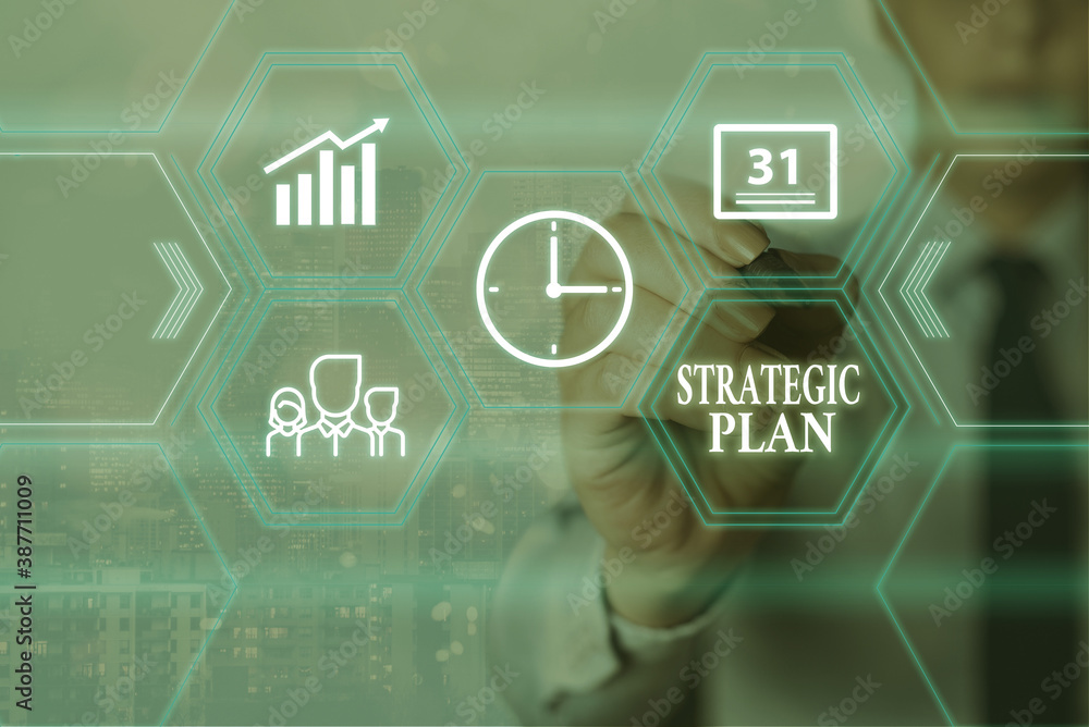 Poster conceptual hand writing showing strategic plan. concept meaning a systematic process of envisioning 