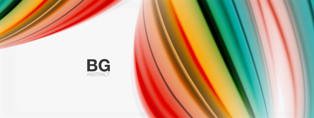 Abstract Background. Smooth flowing lines, blurred waves, rainbow color style stripes. Vector illustrations for covers, banners, flyers and posters and other