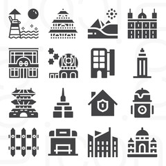 16 pack of baroque filled web icons set