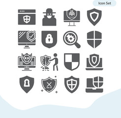 Simple set of antivirus related filled icons.