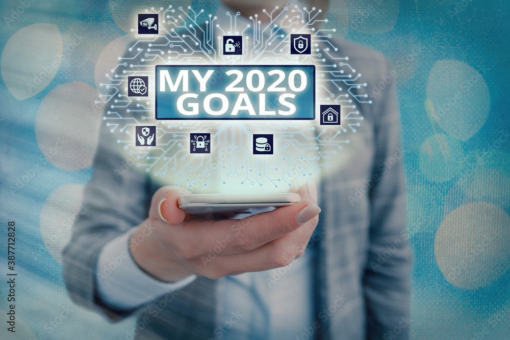 Aufkleber conceptual hand writing showing my 2020 goals. concept meaning setting up an individualal goals or p