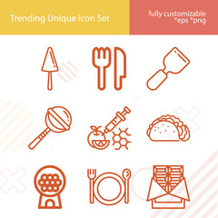 Simple set of delicious related lineal icons.