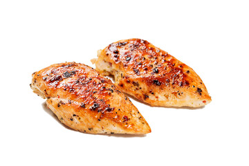 Grilled chicken fillet meat isolated on white background