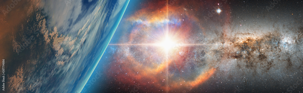 Aufkleber Supernova explosion in the center of galaxy 