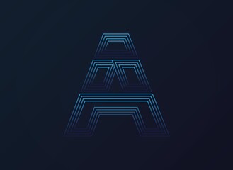 Letter A font, digital technology design, network concept.  Vector illustration