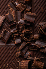 Curls and pieces of tasty chocolate