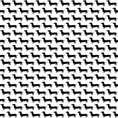 Dachshunds monochrome seamless pattern, vector background, black and white