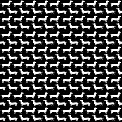 Dachshunds monochrome seamless pattern, vector background, black and white